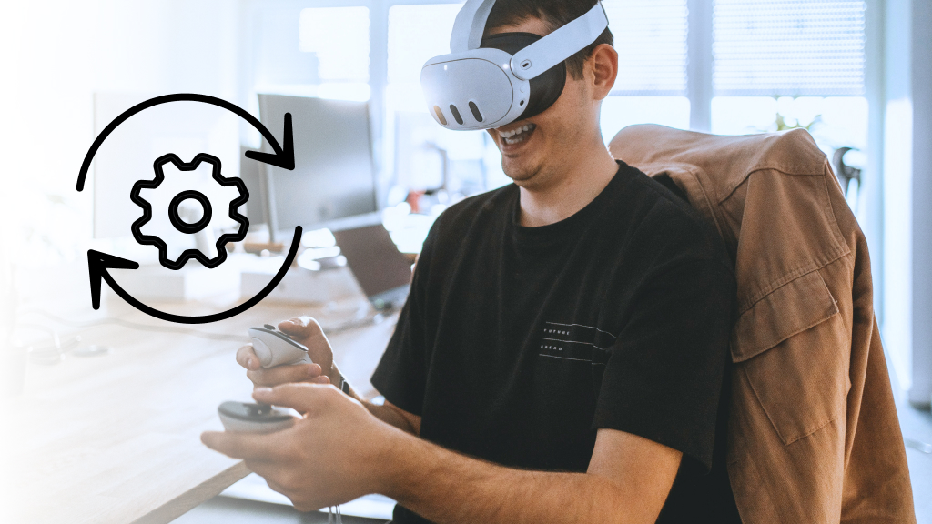 Man resetting Meta Quest 3 VR set