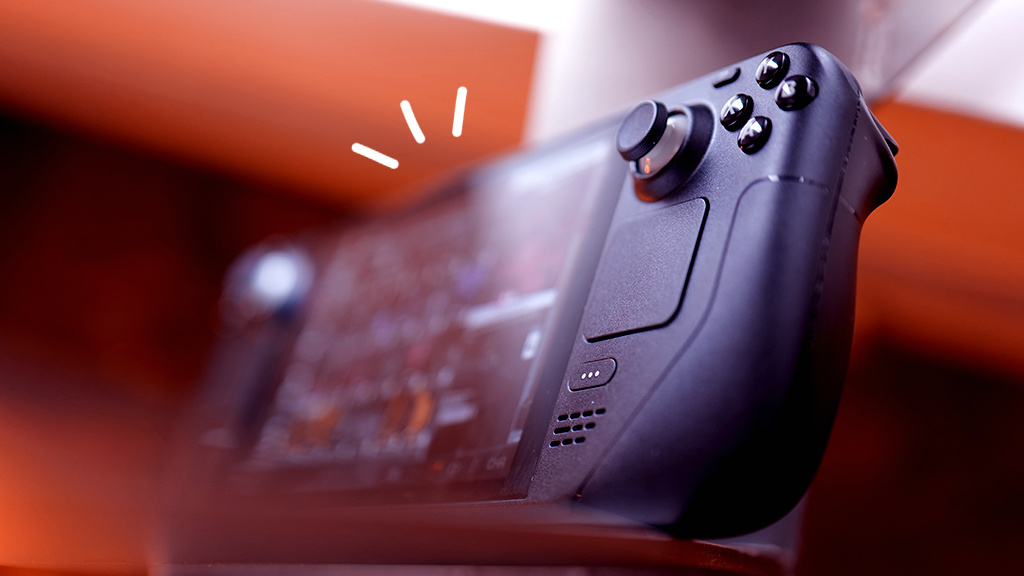 Steam Deck that is having charging issues sitting on a shelf